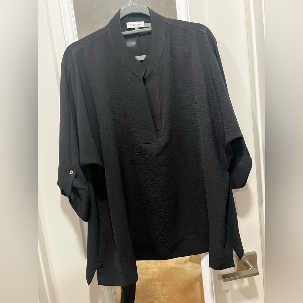 Calvin Klein Black Casual Button Down Shirt WEAR TO WORK Size L